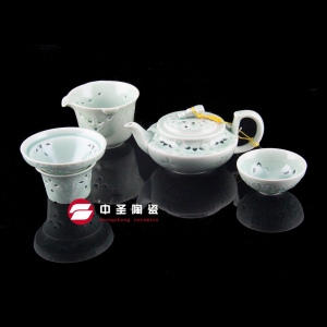 10头玲珑青瓷茶具ZS00165