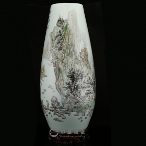 画家李杰陶瓷艺术作品《秋山探幽》   中圣青玉瓷玉米瓶